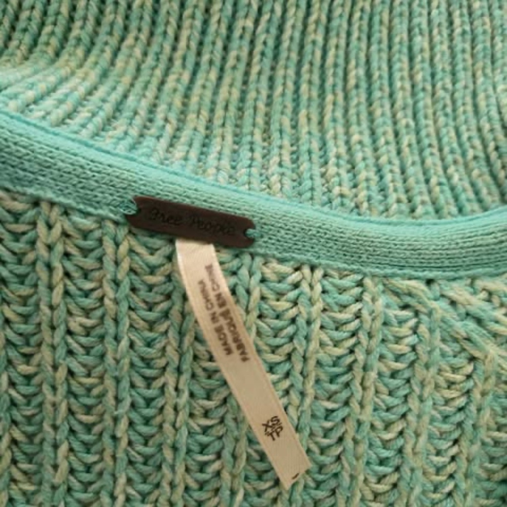 Free people turquoise cotton sweater XS - Picture 5 of 6